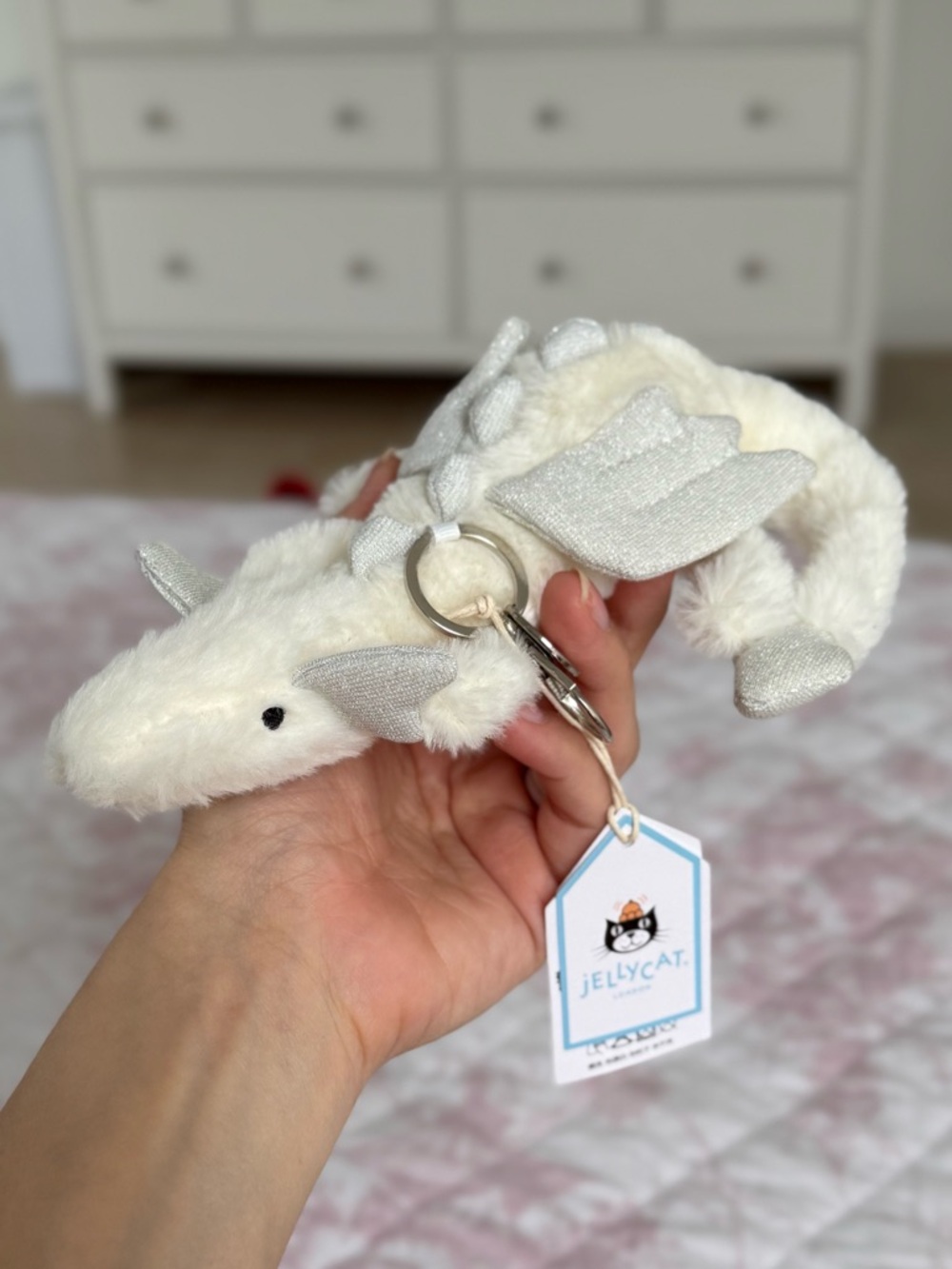 Jellycat White Snow dragon Keychain bag charm - Picture 2 of 5